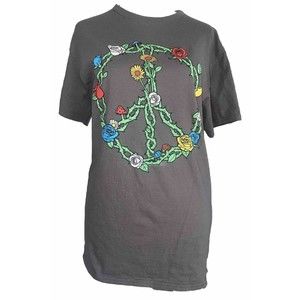 D O M Print Peace Sign T Shirt Women's Medium    LTOP651
